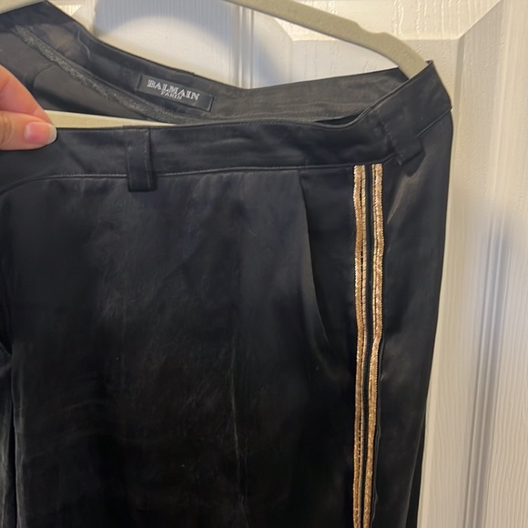 Balmain 100% silk black and gold wide leg trousers - Picture 3 of 5